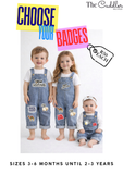 DENIM DUNGAREE MEDIUM WASH SIZE 3-6 months until 2-3 YEARS (includes long sleeved white tshirt)