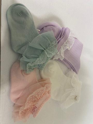 Girls socks with frill ankle
