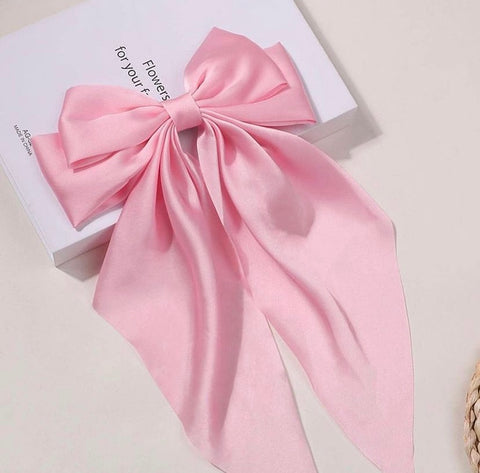 Saint Milan long silk hair bow