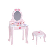 Birch & bloom wooden vanity table set with chair & light