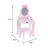 Birch & bloom wooden vanity table set with chair & light
