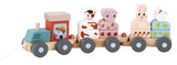 Wooden farm animals stacking train