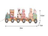 Wooden farm animals stacking train