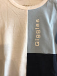 Giggles boys blue and white colour block pj