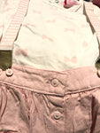 Mini mei printed body suit and skirt with suspenders