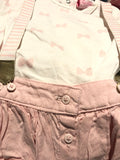 Mini mei printed body suit and skirt with suspenders