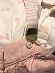Mini mei printed body suit and skirt with suspenders